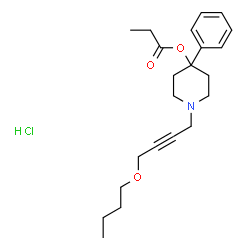 ChemSpider 2D Image | 1-(4-Butoxy-2-butyn-1-yl)-4-phenyl-4-piperidinyl propanoate hydrochloride (1:1) | C22H32ClNO3