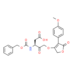 ChemSpider 2D Image | (3S)-3-{[(Benzyloxy)carbonyl]amino}-5-{[4-(4-methoxyphenyl)-5-oxo-2,5-dihydro-3-furanyl]oxy}-4-oxopentanoic acid | C24H23NO9