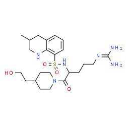 ChemSpider 2D Image | N-{5-Carbamimidamido-1-[4-(2-hydroxyethyl)-1-piperidinyl]-1-oxo-2-pentanyl}-3-methyl-1,2,3,4-tetrahydro-8-quinolinesulfonamide | C23H38N6O4S
