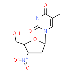 ChemSpider 2D Image | 1-(2,3-Dideoxy-3-nitropentofuranosyl)-5-methyl-2,4(1H,3H)-pyrimidinedione | C10H13N3O6