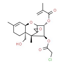 ChemSpider 2D Image | (3alpha,4beta,12xi)-4-(2-Chloroacetoxy)-15-hydroxy-12,13-epoxytrichothec-9-en-3-yl methacrylate | C21H27ClO7