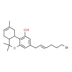 ChemSpider 2D Image | 3-[(2E)-6-Bromo-2-hexen-1-yl]-6,6,9-trimethyl-6a,7,10,10a-tetrahydro-6H-benzo[c]chromen-1-ol | C22H29BrO2