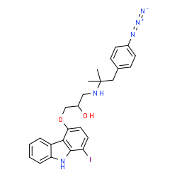 ChemSpider 2D Image | 1-{[1-(4-Azidophenyl)-2-methyl-2-propanyl]amino}-3-[(1-iodo-9H-carbazol-4-yl)oxy]-2-propanol | C25H26IN5O2