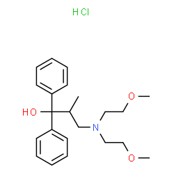 ChemSpider 2D Image | 3-[Bis(2-methoxyethyl)amino]-2-methyl-1,1-diphenyl-1-propanol hydrochloride (1:1) | C22H32ClNO3