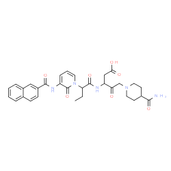 ChemSpider 2D Image | 5-(4-Carbamoyl-1-piperidinyl)-3-({2-[3-(2-naphthoylamino)-2-oxo-1(2H)-pyridinyl]butanoyl}amino)-4-oxopentanoic acid | C31H35N5O7