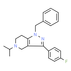 ChemSpider 2D Image | 1-Benzyl-3-(4-fluorophenyl)-5-isopropyl-4,5,6,7-tetrahydro-1H-pyrazolo[4,3-c]pyridine | C22H24FN3