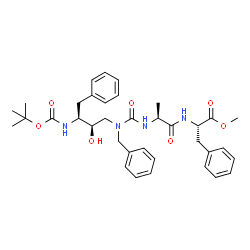 ChemSpider 2D Image | methyl N-(benzyl{(2R,3S)-3-[(tert-butoxycarbonyl)amino]-2-hydroxy-4-phenylbutyl}carbamoyl)-L-alanyl-L-phenylalaninate | C36H46N4O7