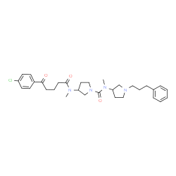ChemSpider 2D Image | 3-{[5-(4-Chlorophenyl)-5-oxopentanoyl](methyl)amino}-N-methyl-N-[1-(3-phenylpropyl)-3-pyrrolidinyl]-1-pyrrolidinecarboxamide | C31H41ClN4O3