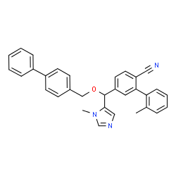 ChemSpider 2D Image | 5-[(4-Biphenylylmethoxy)(1-methyl-1H-imidazol-5-yl)methyl]-2'-methyl-2-biphenylcarbonitrile | C32H27N3O