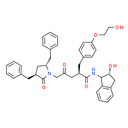 ChemSpider 2D Image | (2R)-5-[(3S,5R)-3,5-Dibenzyl-2-oxo-1-pyrrolidinyl]-N-[(2R)-2-hydroxy-2,3-dihydro-1H-inden-1-yl]-2-[4-(2-hydroxyethoxy)benzyl]-4-oxopentanamide | C41H44N2O6