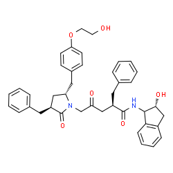ChemSpider 2D Image | (2R)-2-Benzyl-5-{(3S,5R)-3-benzyl-5-[4-(2-hydroxyethoxy)benzyl]-2-oxo-1-pyrrolidinyl}-N-[(2R)-2-hydroxy-2,3-dihydro-1H-inden-1-yl]-4-oxopentanamide | C41H44N2O6