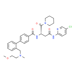 ChemSpider 2D Image | N-[(2S)-4-[(5-Chloro-2-pyridinyl)amino]-1,4-dioxo-1-(1-piperidinyl)-2-butanyl]-2'-{[(2-methoxyethyl)(methyl)amino]methyl}-4-biphenylcarboxamide | C32H38ClN5O4