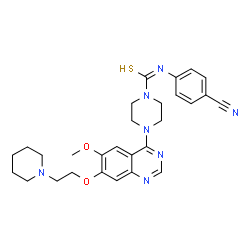 ChemSpider 2D Image | N-(4-Cyanophenyl)-4-{6-methoxy-7-[2-(1-piperidinyl)ethoxy]-4-quinazolinyl}-1-piperazinecarbothioamide | C28H33N7O2S