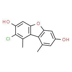 ChemSpider 2D Image | 2-Chloro-1,9-dimethyldibenzo[b,d]furan-3,7-diol | C14H11ClO3