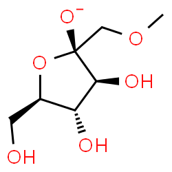 ChemSpider 2D Image | (2R,3S,4S,5R)-3,4-Dihydroxy-5-(hydroxymethyl)-2-(methoxymethyl)tetrahydro-2-furanolate | C7H13O6