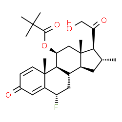 ChemSpider 2D Image | (6alpha,11beta,16alpha)-6-Fluoro-21-hydroxy-16-methyl-3,20-dioxopregna-1,4-dien-11-yl pivalate | C27H37FO5