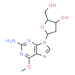 ChemSpider 2D Image | 9-(2-Deoxypentofuranosyl)-6-methoxy-9H-purin-2-amine | C11H15N5O4