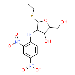 ChemSpider 2D Image | Ethyl 2-deoxy-2-[(2,4-dinitrophenyl)amino]-1-thiopentofuranoside | C13H17N3O7S
