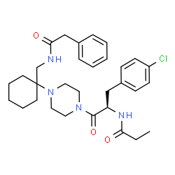 ChemSpider 2D Image | N-{(2R)-3-(4-Chlorophenyl)-1-oxo-1-[4-(1-{[(phenylacetyl)amino]methyl}cyclohexyl)-1-piperazinyl]-2-propanyl}propanamide | C31H41ClN4O3