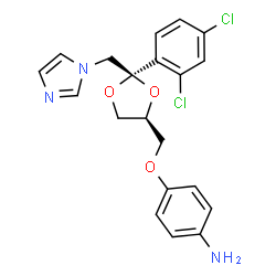 ChemSpider 2D Image | 4-{[(2R,4S)-2-(2,4-Dichlorophenyl)-2-(1H-imidazol-1-ylmethyl)-1,3-dioxolan-4-yl]methoxy}aniline | C20H19Cl2N3O3