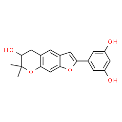 ChemSpider 2D Image | 5-(6-Hydroxy-7,7-dimethyl-6,7-dihydro-5H-furo[3,2-g]chromen-2-yl)-1,3-benzenediol | C19H18O5