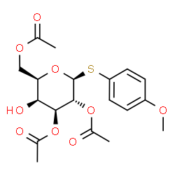 ChemSpider 2D Image | 4-Methoxyphenyl 2,3,6-tri-O-acetyl-1-thio-beta-D-galactopyranoside | C19H24O9S