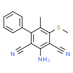 ChemSpider 2D Image | 3-Amino-6-methyl-5-(methylsulfanyl)-2,4-biphenyldicarbonitrile | C16H13N3S