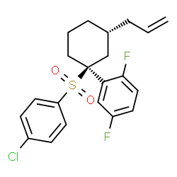 ChemSpider 2D Image | 2-{(1S,3R)-3-Allyl-1-[(4-chlorophenyl)sulfonyl]cyclohexyl}-1,4-difluorobenzene | C21H21ClF2O2S