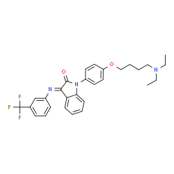 ChemSpider 2D Image | (3E)-1-{4-[4-(Diethylamino)butoxy]phenyl}-3-{[3-(trifluoromethyl)phenyl]imino}-1,3-dihydro-2H-indol-2-one | C29H30F3N3O2