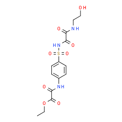 ChemSpider 2D Image | Ethyl {[4-({[(2-hydroxyethyl)amino](oxo)acetyl}sulfamoyl)phenyl]amino}(oxo)acetate | C14H17N3O8S