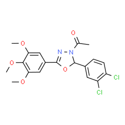 ChemSpider 2D Image | 1-[2-(3,4-Dichlorophenyl)-5-(3,4,5-trimethoxyphenyl)-1,3,4-oxadiazol-3(2H)-yl]ethanone | C19H18Cl2N2O5