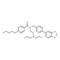 ChemSpider 2D Image | N-[4-(1,3-Benzodioxol-5-yl)benzyl]-N-[2-(dipropylamino)ethyl]-4-pentylbenzamide | C34H44N2O3