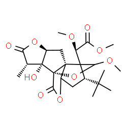 ChemSpider 2D Image | Methyl (2R)-[(1S,2R,3S,6S,8S,10S)-2-hydroxy-16-methoxy-3-methyl-10-(2-methyl-2-propanyl)-4,14-dioxo-5,13,15-trioxapentacyclo[7.5.2.0~1,8~.0~2,6~.0~8,12~]hexadec-9-yl](methoxy)acetate | C23H32O10