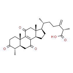 ChemSpider 2D Image | (4alpha,5alpha,25S)-4-Methyl-3,7,11-trioxoergosta-8,24(28)-dien-26-oic acid | C29H40O5