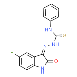 ChemSpider 2D Image | (2Z)-2-(5-Fluoro-2-oxo-1,2-dihydro-3H-indol-3-ylidene)-N-phenylhydrazinecarbothioamide | C15H11FN4OS