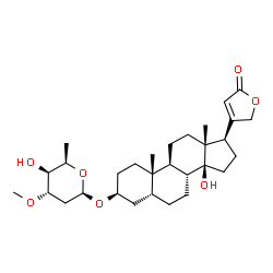 ChemSpider 2D Image | (3beta,5beta)-3-[(2,6-Dideoxy-3-O-methyl-beta-D-xylo-hexopyranosyl)oxy]-14-hydroxycard-20(22)-enolide | C30H46O7