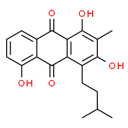 ChemSpider 2D Image | 1,3,5-Trihydroxy-2-methyl-4-(3-methylbutyl)-9,10-anthraquinone | C20H20O5