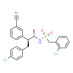 ChemSpider 2D Image | 1-(2-Chlorophenyl)-N-[(2S,3S)-4-(4-chlorophenyl)-3-(3-cyanophenyl)-2-butanyl]methanesulfonamide | C24H22Cl2N2O2S