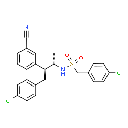 ChemSpider 2D Image | 1-(4-Chlorophenyl)-N-[(2S,3S)-4-(4-chlorophenyl)-3-(3-cyanophenyl)-2-butanyl]methanesulfonamide | C24H22Cl2N2O2S