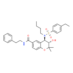 ChemSpider 2D Image | (3S,4R)-4-{Butyl[(4-ethylphenyl)sulfonyl]amino}-3-hydroxy-2,2-dimethyl-N-(2-phenylethyl)-6-chromanecarboxamide | C32H40N2O5S