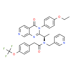 ChemSpider 2D Image | N-{(1R)-1-[3-(4-Ethoxyphenyl)-4-oxo-3,4-dihydropyrido[3,4-d]pyrimidin-2-yl]ethyl}-N-(3-pyridinylmethyl)-2-[4-(trifluoromethoxy)phenyl]acetamide | C32H28F3N5O4