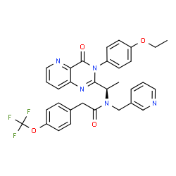 ChemSpider 2D Image | N-{(1R)-1-[3-(4-Ethoxyphenyl)-4-oxo-3,4-dihydropyrido[3,2-d]pyrimidin-2-yl]ethyl}-N-(3-pyridinylmethyl)-2-[4-(trifluoromethoxy)phenyl]acetamide | C32H28F3N5O4