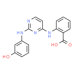 ChemSpider 2D Image | 2-({2-[(3-Hydroxyphenyl)amino]-4-pyrimidinyl}amino)benzoic acid | C17H14N4O3