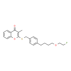 ChemSpider 2D Image | 2-({4-[4-(2-Fluoroethoxy)butyl]benzyl}sulfanyl)-3-methyl-4H-chromen-4-one | C23H25FO3S