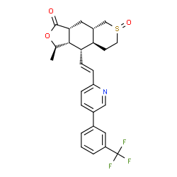 ChemSpider 2D Image | (1R,3aR,4aS,8aS,9S,9aS)-1-Methyl-9-[(E)-2-{5-[3-(trifluoromethyl)phenyl]-2-pyridinyl}vinyl]decahydro-3H-isothiochromeno[6,7-c]furan-3-one 6-oxide | C26H26F3NO3S
