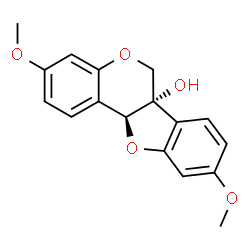 ChemSpider 2D Image | (6aS,11aS)-3,9-Dimethoxy-6H-[1]benzofuro[3,2-c]chromen-6a(11aH)-ol | C17H16O5