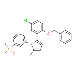 ChemSpider 2D Image | 2-[2-(Benzyloxy)-5-chlorophenyl]-5-methyl-1-[3-(methylsulfonyl)phenyl]-1H-pyrrole | C25H22ClNO3S
