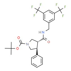 ChemSpider 2D Image | tert-butyl (3R,4S)-3-{[3,5-bis(trifluoromethyl)benzyl]carbamoyl}-4-phenylpyrrolidine-1-carboxylate | C25H26F6N2O3