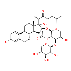 ChemSpider 2D Image | (16beta)-3,17-Dihydroxy-22-oxo-19-norcholesta-1(10),2,4-trien-16-yl 2-O-acetyl-3-O-beta-D-xylopyranosyl-alpha-D-arabinopyranoside | C38H56O13