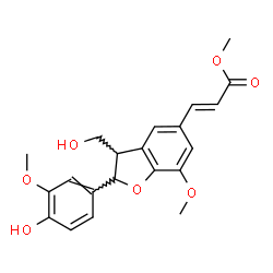 ChemSpider 2D Image | Methyl (2E)-3-[2-(4-hydroxy-3-methoxyphenyl)-3-(hydroxymethyl)-7-methoxy-2,3-dihydro-1-benzofuran-5-yl]acrylate | C21H22O7